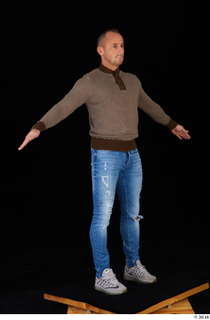 Arnost blue jeans brown sweatshirt clothing standing whole body 0016.jpg